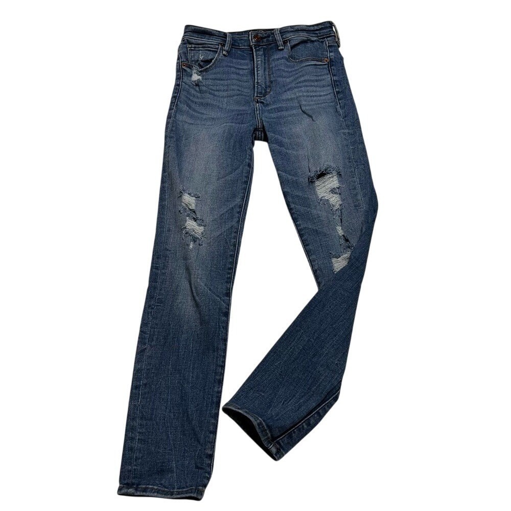 Abercrombie Fitch Simone High Rise Ankle Jeans Womens Size 0 Distressed Wash